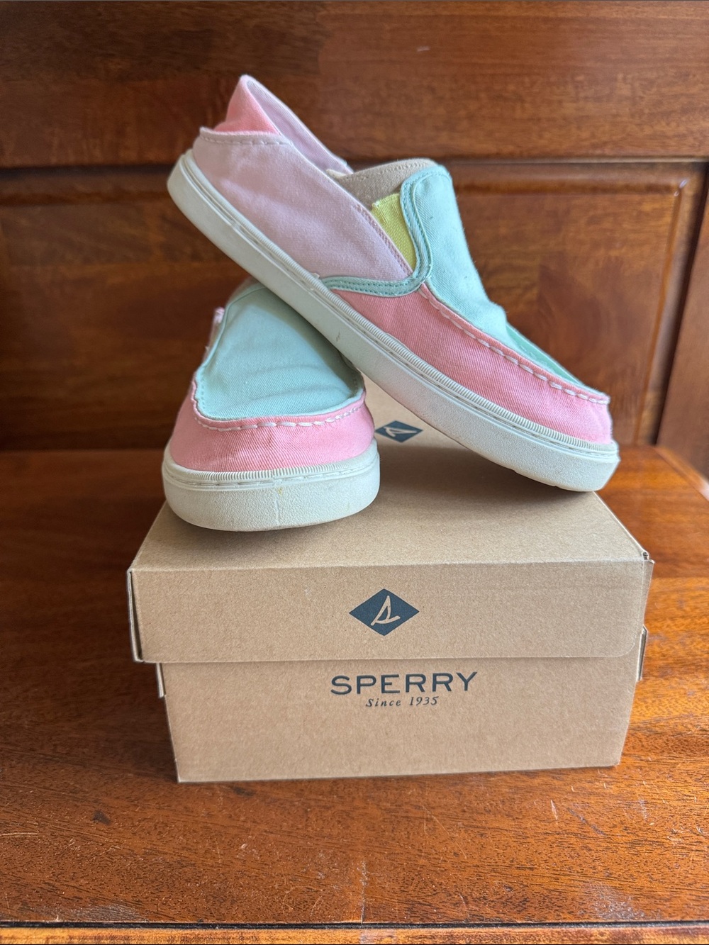 Sperry Kids Pastel Pink, Light Blue & Yellow Slip-On Sneakers